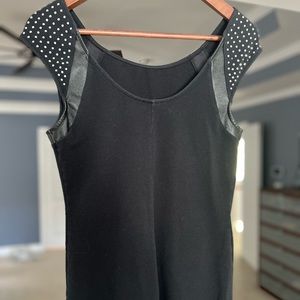 EXPRESS Women’s Medium Sleeveless Rhinestone Shirt with Leather Strips